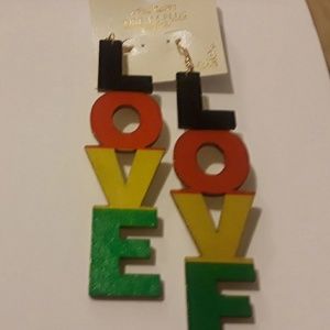 RASTAFARIAN LOVE DANGLE EARRINGS 1 PAIR